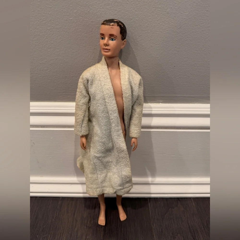VINTAGE 1962 Mattel Barbie Ken Doll with Cream Robe Molded Crew Cut Collectors